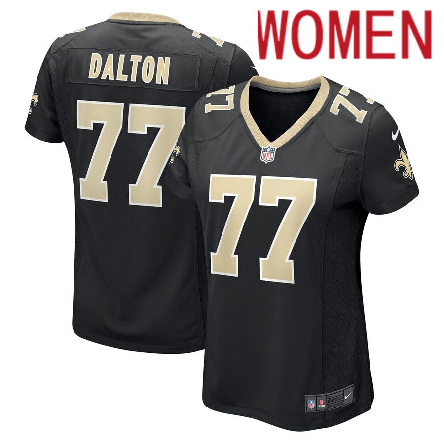 Women New Orleans Saints #77 Jalen Dalton Nike Black Game NFL Jersey->women nfl jersey->Women Jersey